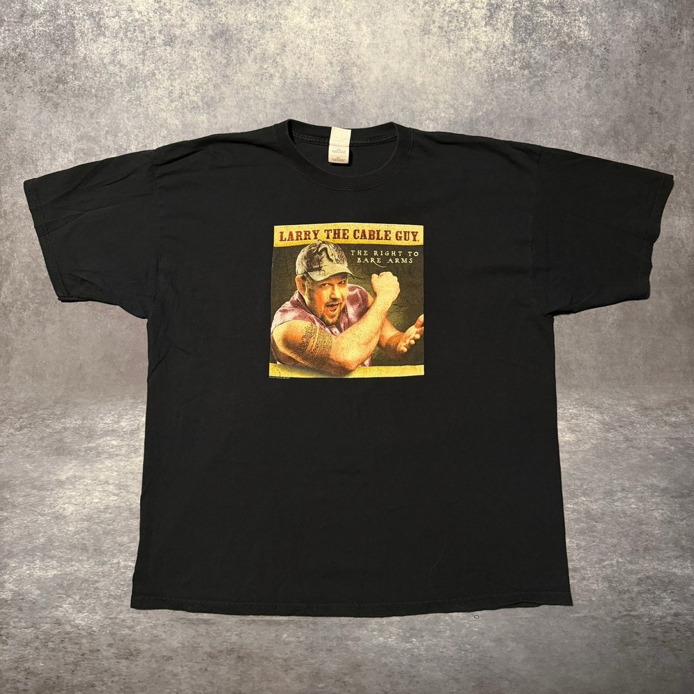 Vtg 2005 Larry The Cable Guy The Right To Bare Arms Tour T Shirt Mens 2XL Black